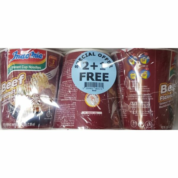 INDO MIE CUP BEEF NOODLES 2+1 FREE 174g